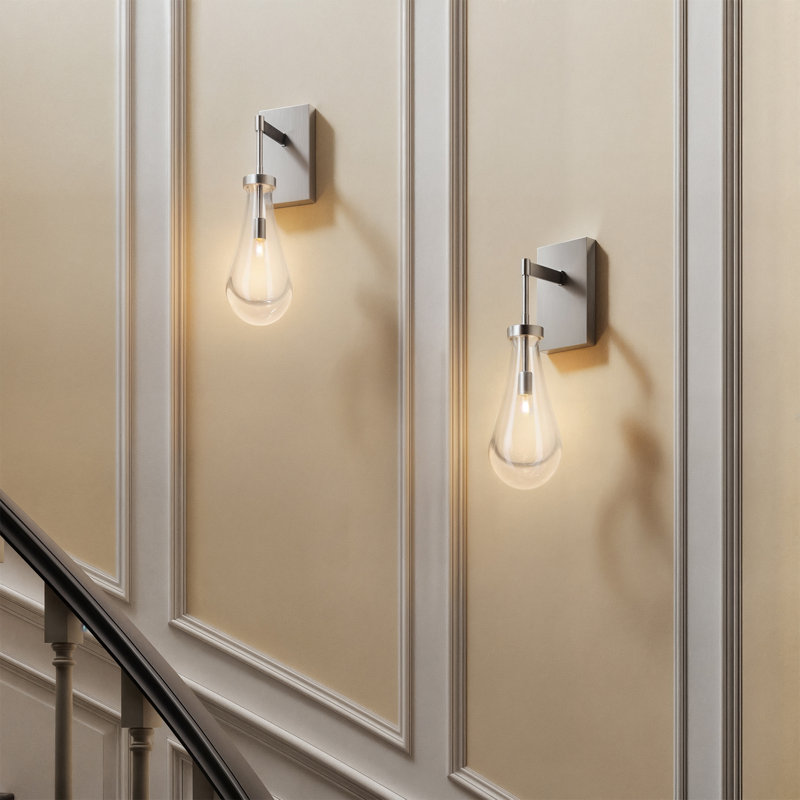 Applique murale 1 lumière de luxe avec gouttes de pluie, Nickel brossé