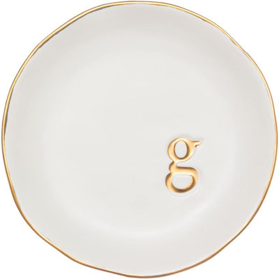Plateau à bijoux en céramique, bibelot décoratif pour boucles d'oreilles, bagues, colliers, clés de montre, fête des mères, 4,75 po, surface blanche (E)