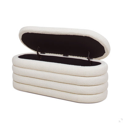 49" Upholstered Oval Storage Bench,Boucle