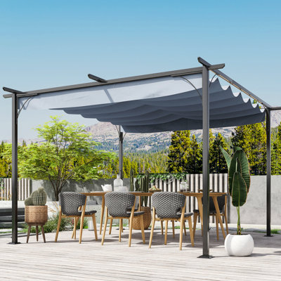 11.5' X Backyard Sun Shade Pergola Canopy - For Garden, Patio, Grill Gray Steel, Securely Constructed - Versatile Use