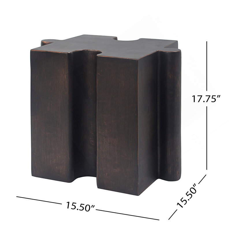 Table d'appoint modulaire Art avec bord concave, fabriquée en MGO durable pour les arrangements créatifs intérieurs et extérieurs.