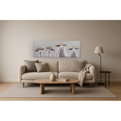 Sheep Salon: Eccentric Flock Canvas Wall Art - 20" x 60"