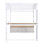 Lit en métal avec bureau à DEL, garde-robe et 3 tiroirs de rangement, format double, blanc