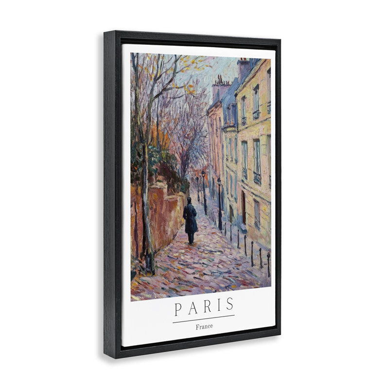 Cadre flottant d'automne, scène de rue à Paris, design par Petal Prints Design, H 25 po x l 17 po