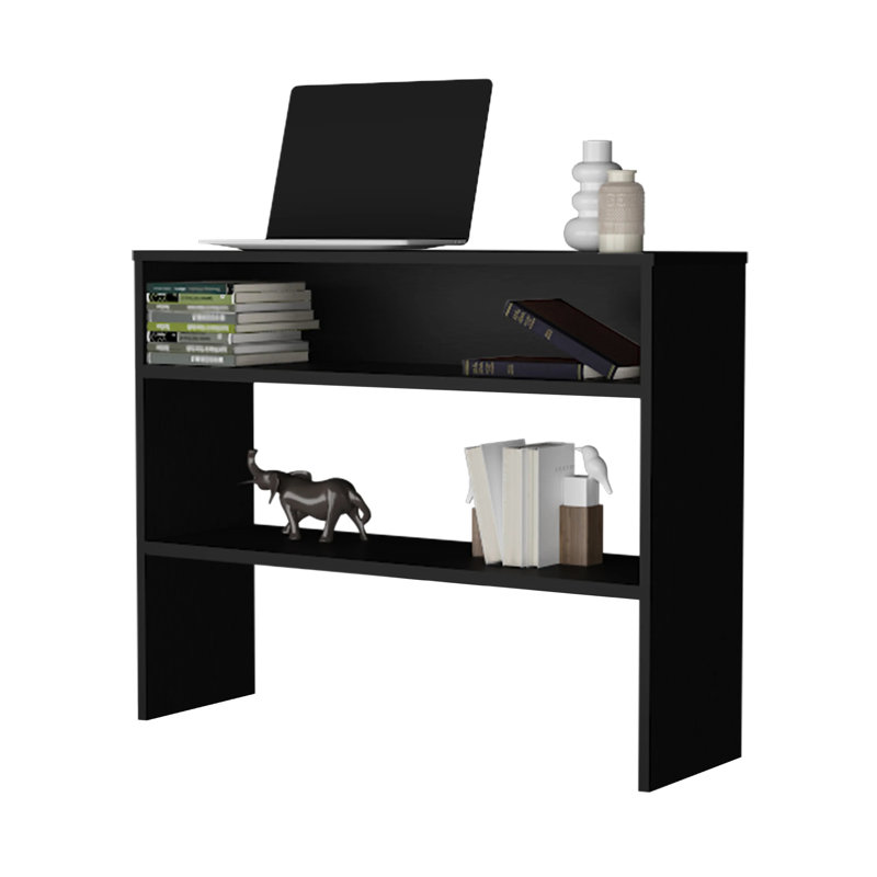 Console noire avec tablette ouverte pour une option de maison moderne, H 31,22 po x L 40,35 po x l 12,01 po, Noir