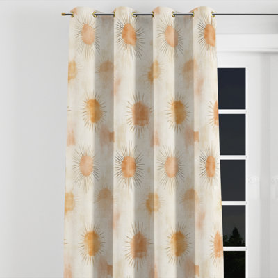 Starburst Curtains - Contemporary Boho Sun Minimal Grommet Curtain - 1 Panel