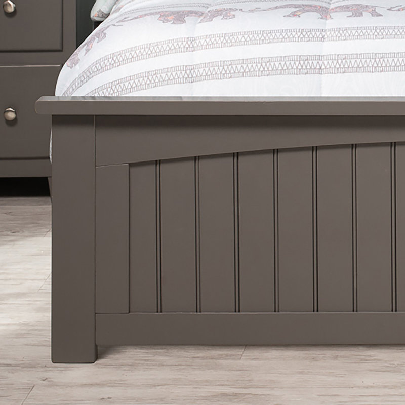 Nantucket Low Profile Solid Wood Platform Bed with Matching Footboard, Full / Double, Light Toffee