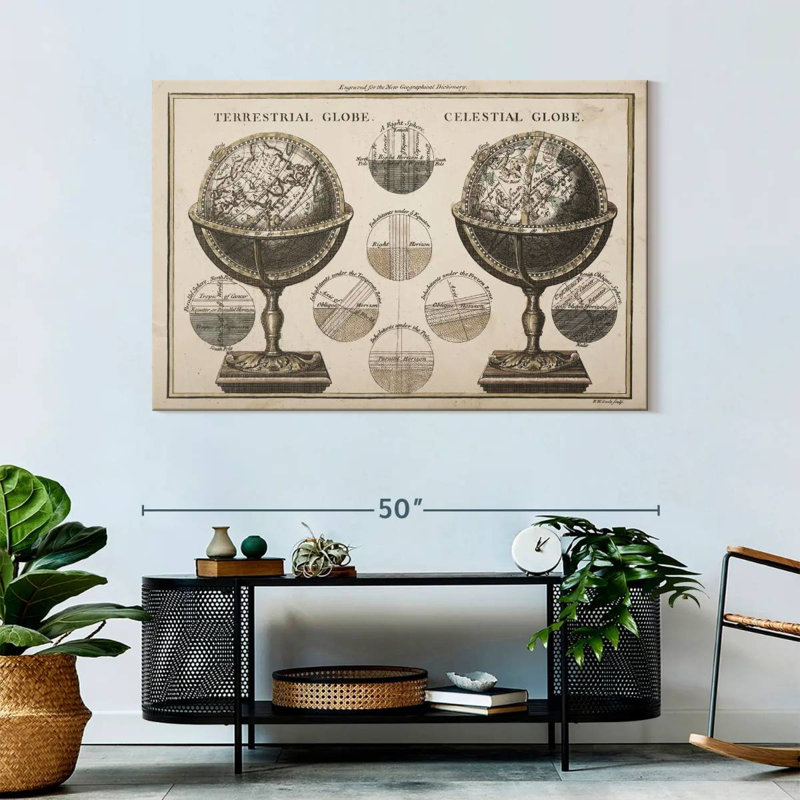 Oberle Antique Globes Neutral, 32" H x 48" W