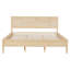 Structure de lit plateforme très grand en bois avec tête de lit à panneau, bois massif / panneau de fibres à densité moyenne, support à lattes, aucun sommier requis, assemblage facile, naturel-1523900040-1523900037