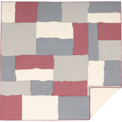 Courtepointe réversible Hatteras Americana - rouge / coton blanc / bleu denim