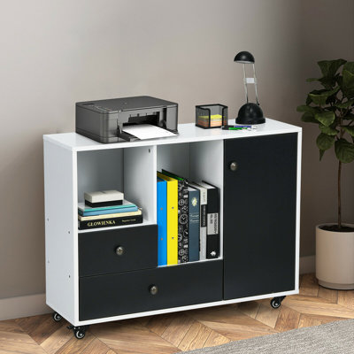 Inbox Zero Lateral Mobile Filing Cabinet Large Printer Stand W/ 2 Drawers by Inbox Zero