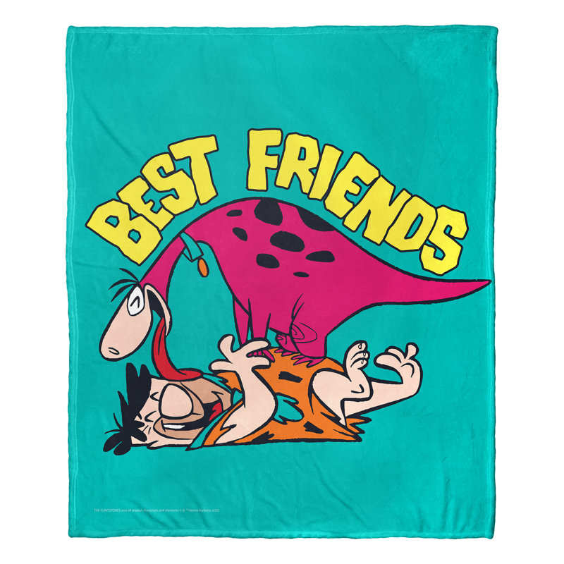 Flintstones Best Friends Teal and Pink Silk Touch Throw Blanket