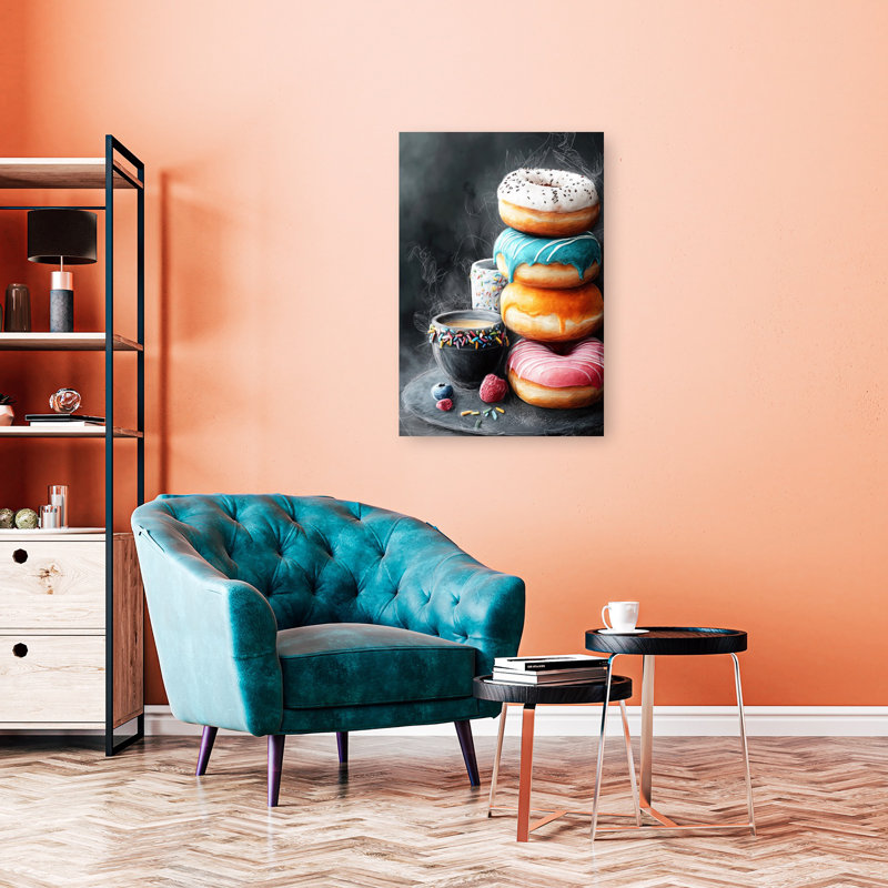 Donuts 3 Food Art Classic Rustic Contemporary Wall Art Print 1 Piece Wrapped Canvas Wall Art, 91.44cm H x 60.96cm W