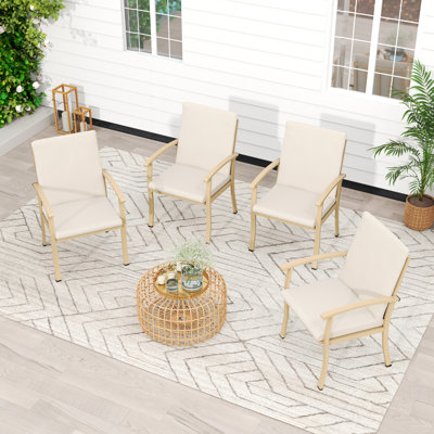 Colby 4-Piece Aluminum Patio Dining Chairs With Cushions by Red Barrel Studio