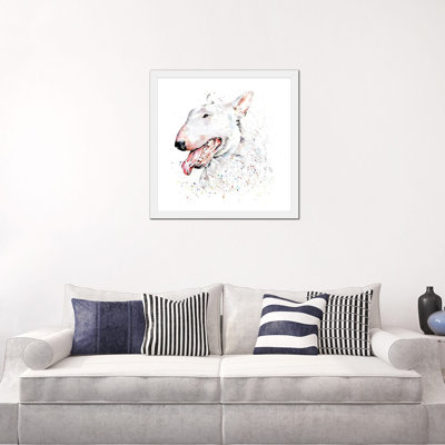 Bull terrier blanc par Edwatercolours-impression