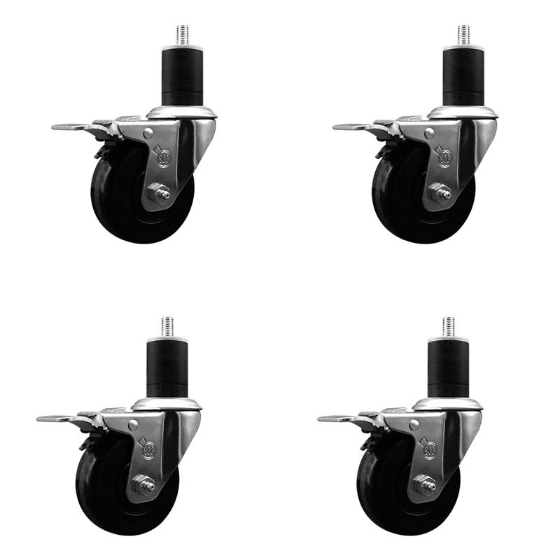 Ensemble de roulettes Phenolique pivotantes à tige extensible 1-3 / 4 pouces