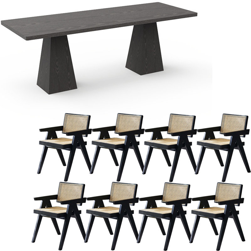 Ensemble de table de salle à manger en bois massif de style japonais, H 29,5 po x L 78,7 po x l 31,4 po