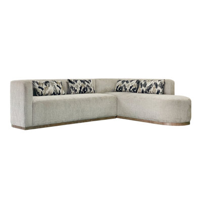 Chaise longue 2 pièces avec ressorts sinueux pour un confort durable, assise avec coussins enveloppants, hauteur d'assise de 50 cm, mousse haute résilience de densité 1,8, extérieur rembourré, revêtement beige, 6 places, 85,85