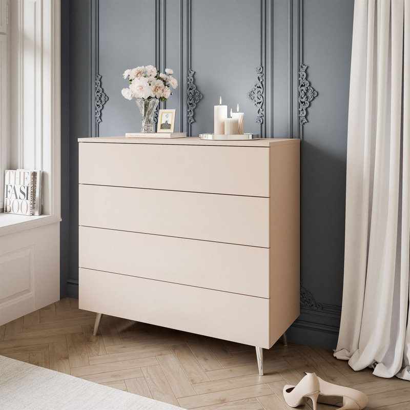 Chest of drawers Aura Kashmir 4S with drawers, Cashmere/silver chrome