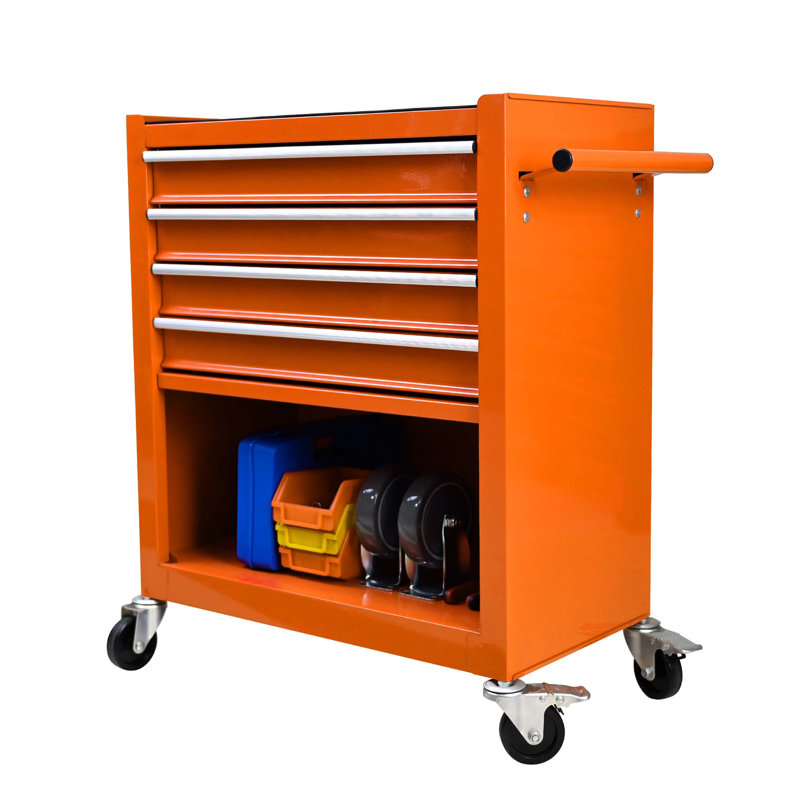 Chariot à outils multifonctionnel avec 4 roulettes, Orange