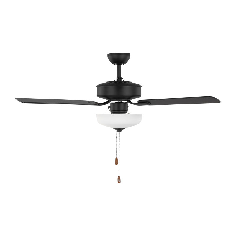 48'' Ceiling Fan with LED Lights, Midnight Black, Midnight Black/American Walnut