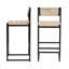 Ensemble de 2 tabourets de bar tissés avec dossier en corde de papier tissé pour îlot de cuisine (style B noir et blanc crème)-710413496