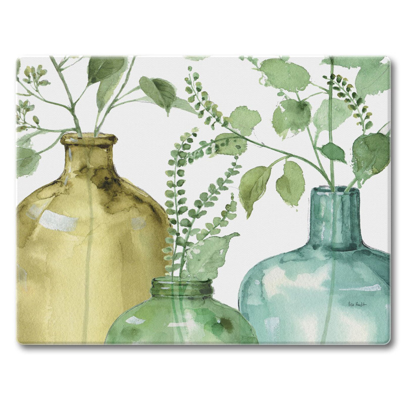 Greenery Design Tempered Glass Rectangular Cutting Board