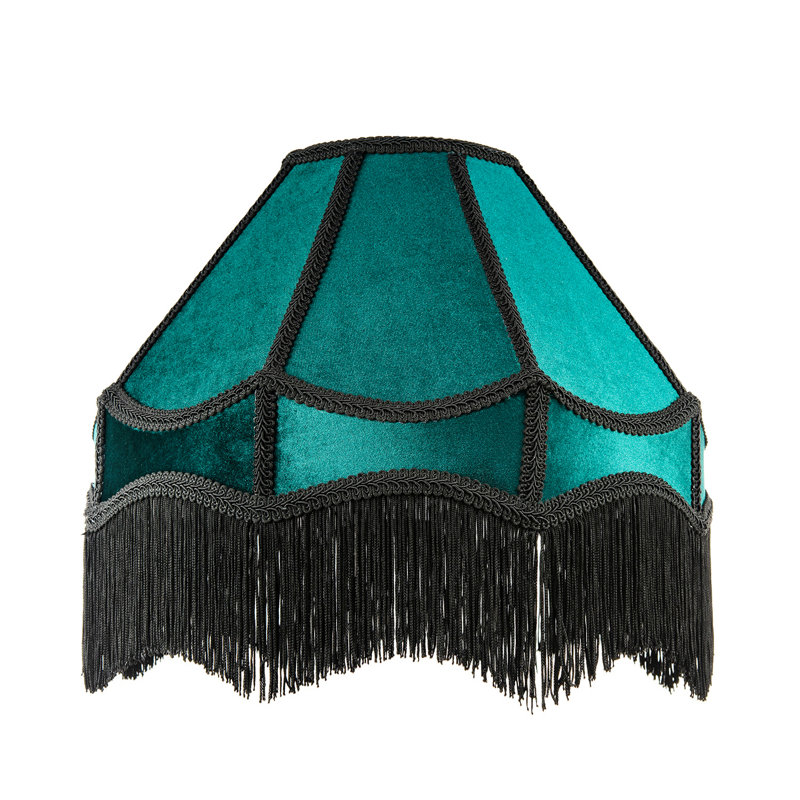 Velvet Empire Lamp Shade ( No Direct Attachment Method ), 26cm H x 40cm W x 40cm D, Green
