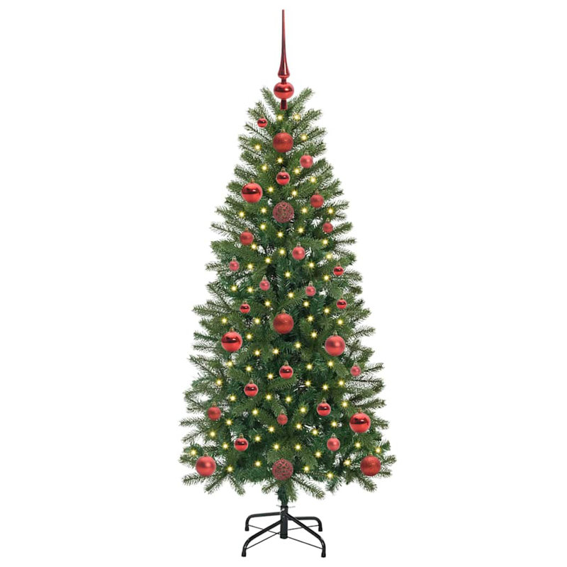  Artificial Christmas Tree with 150 LEDs Green PE and PVC, Red, 3.94' H