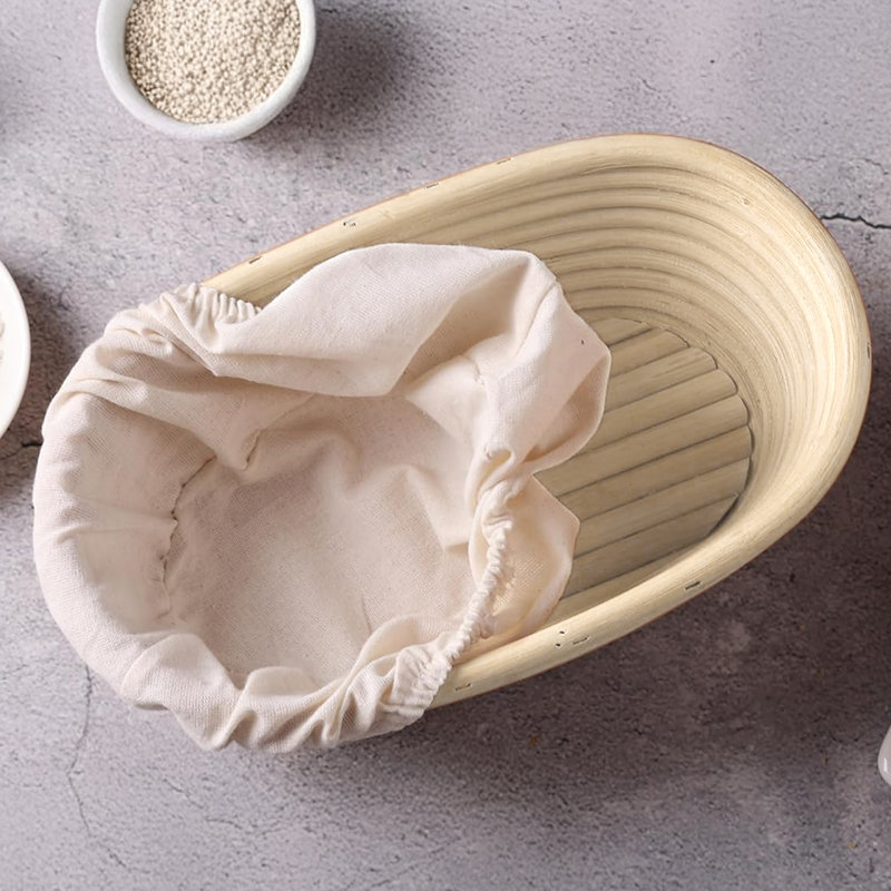 Ensemble de 2 paniers ovales en rotin à l'épreuve du levain avec doublures en lin Cheer Collection, ensemble de 2