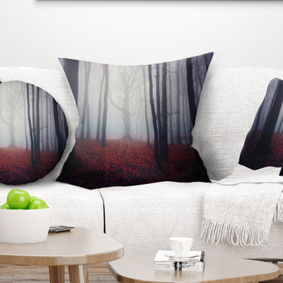 Coussin à imprimé forêt foncé et brumeux foncé