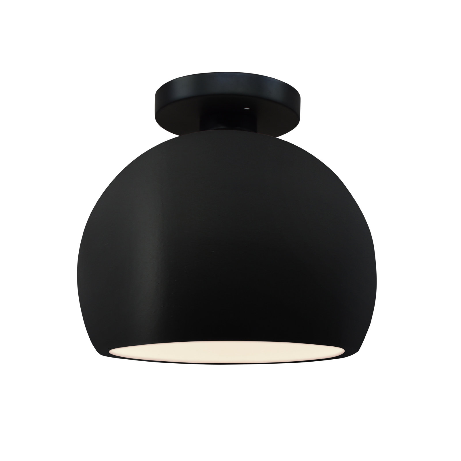 Single Light Ceramic LED Semi Flush Mount, Carbon Matte Black, 7" H x 7" W x 7" D, Matte Black
