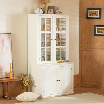 Vitrine de 75,25 pouces de hauteur avec portes doubles en verre pour le salon