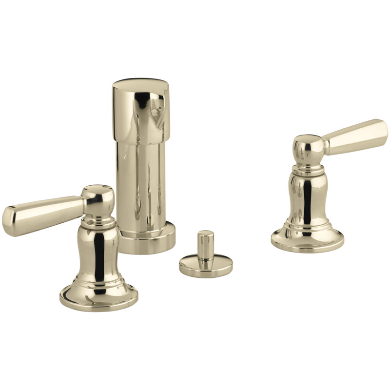 Robinet de bidet à jet vertical Bancroft avec poignées levier, Or éclatant de style français