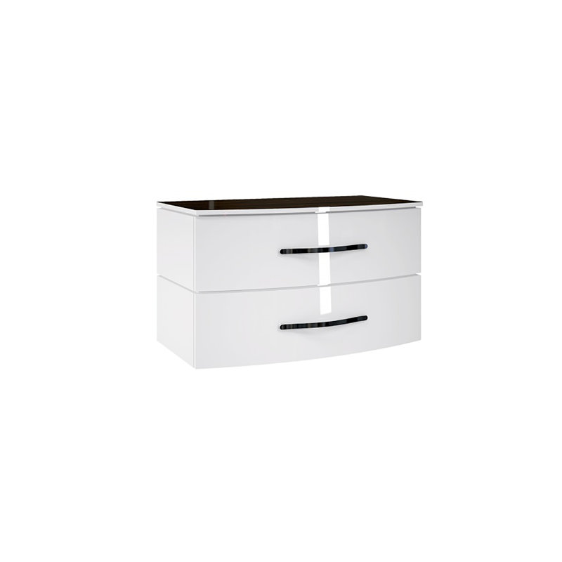 Lalikova 89cm Single Bathroom Vanity Base Only, Arctic White/Dubai Ebony