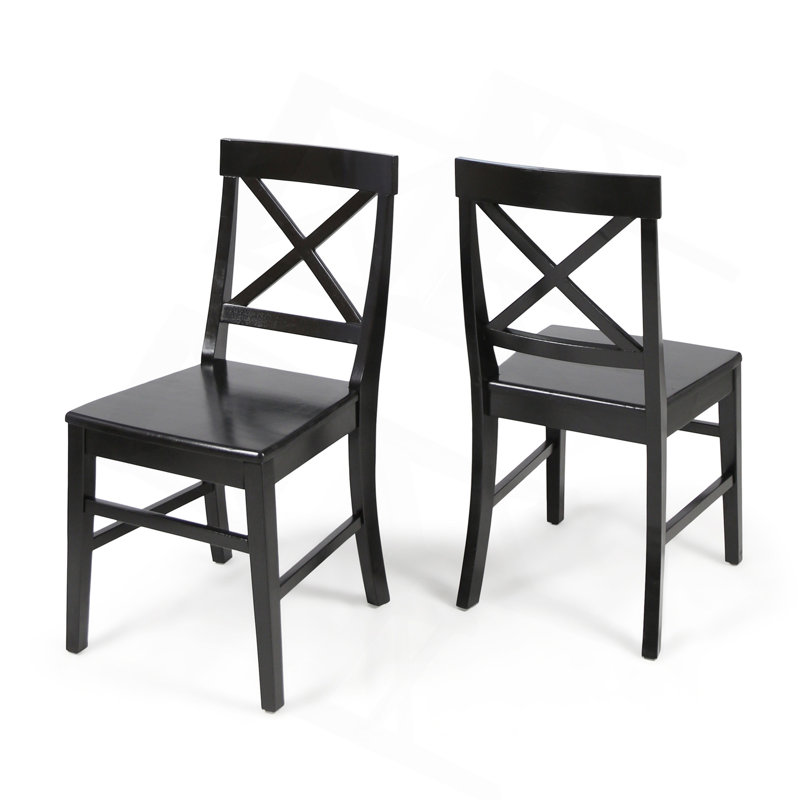 Ensemble de 2 chaises de salle à manger en bois d'acacia Farmhouse, Noir