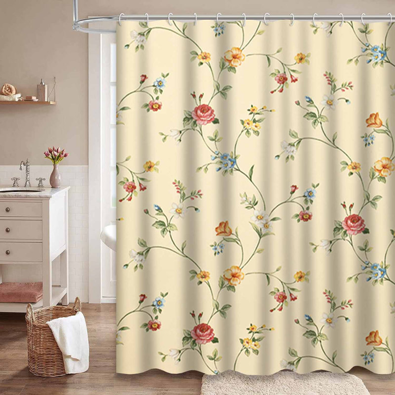 Rideau de douche rétro avec 12 crochets, L 72 po x l 84 po