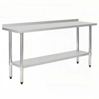 18x72 Inch Stainless Steel Work Table with Backsplash and Undershelf