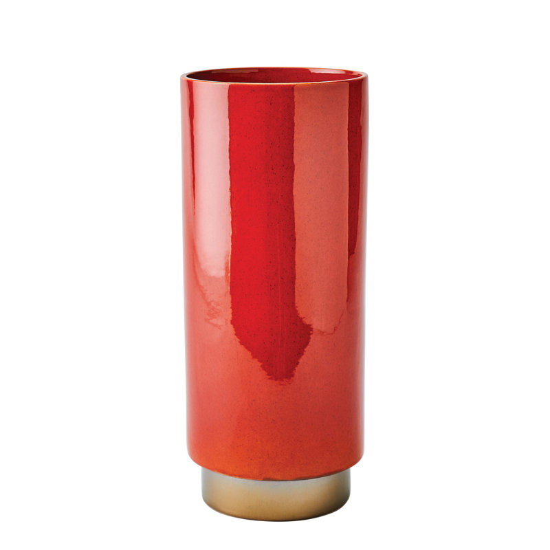 Rolo Vase-Sm, Overall Height-  16.50", Red