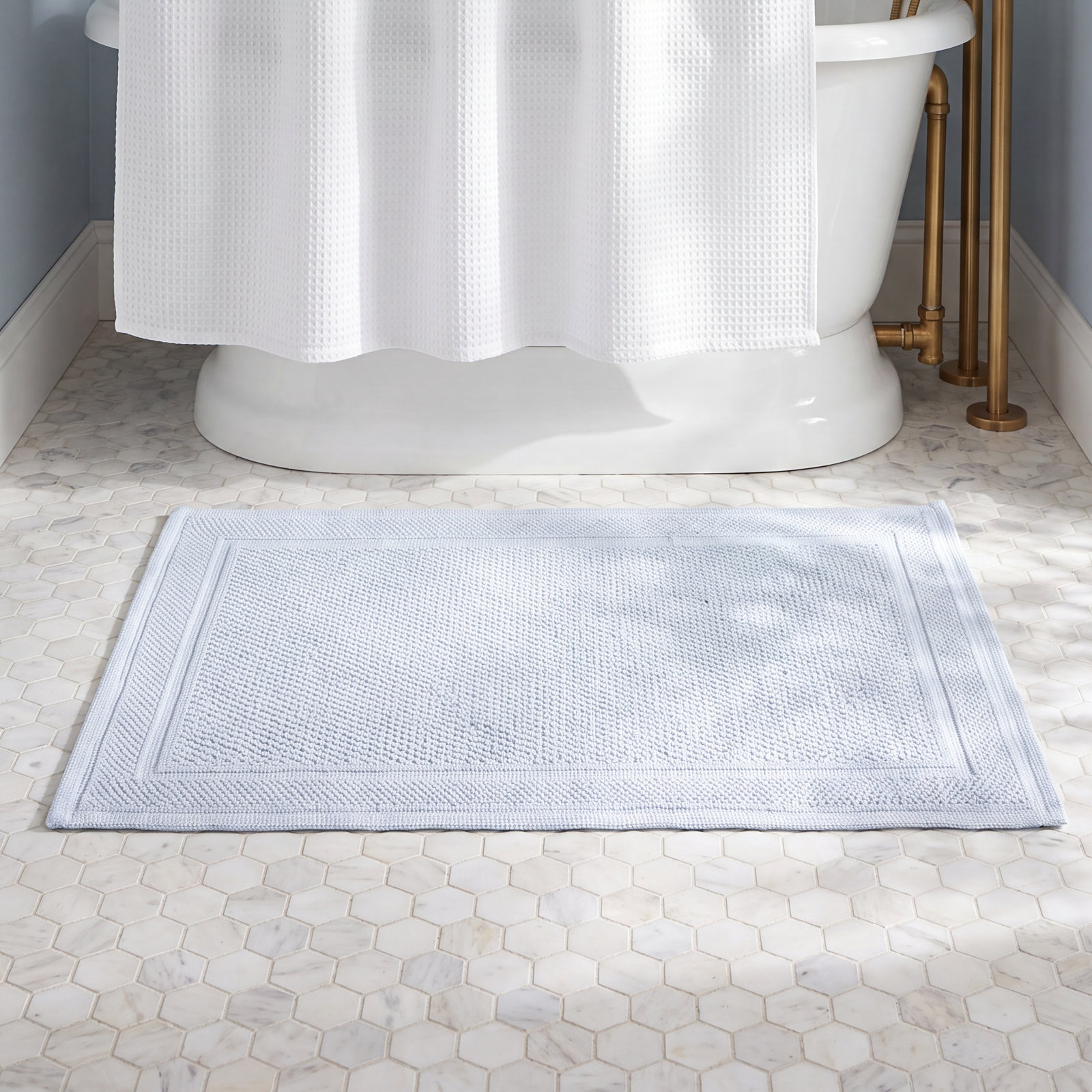 Tanglewood Cotton Non-Slip Bath Rug, Aluminum