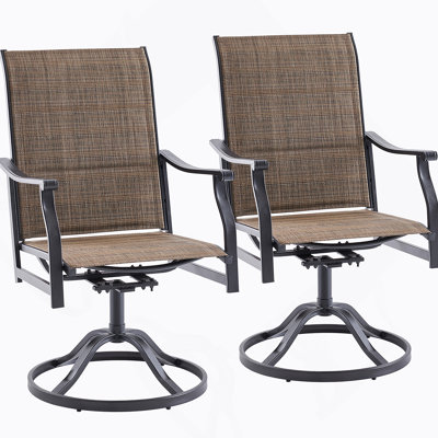 Patio Dining Chairs Set Of 2, Swivel Outdoor Patio Chair With Paded Textilene Fabric, All Weather Outdoor Seats Ergonomic Comfort, Perfect Seats For Backyard, Balcony, And Garden