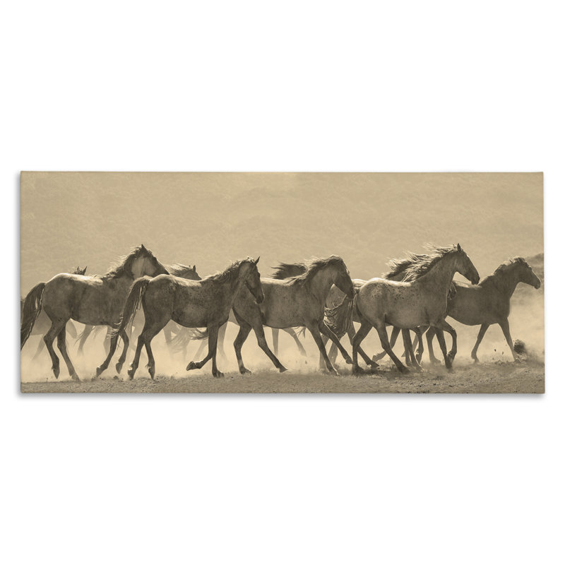  Art mural sur toile Western Horses par JG Studio, H 13 po x l 30 po