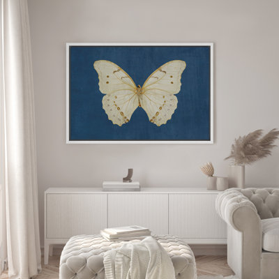 Reproduction d'art murale encadrée sur toile - Illustration de papillon rétro dans un salon, décor de ferme moderne