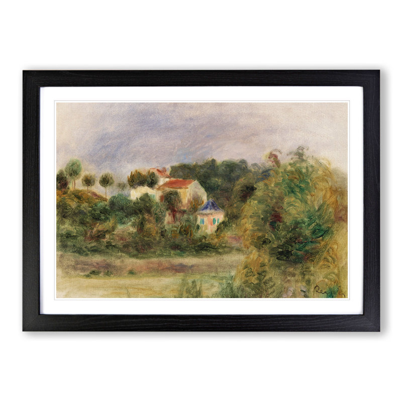 Houses in a Park by Pierre-Auguste Renoir - Picture Frame Painting, 48cm H x 65cm W x 2cm D, Black