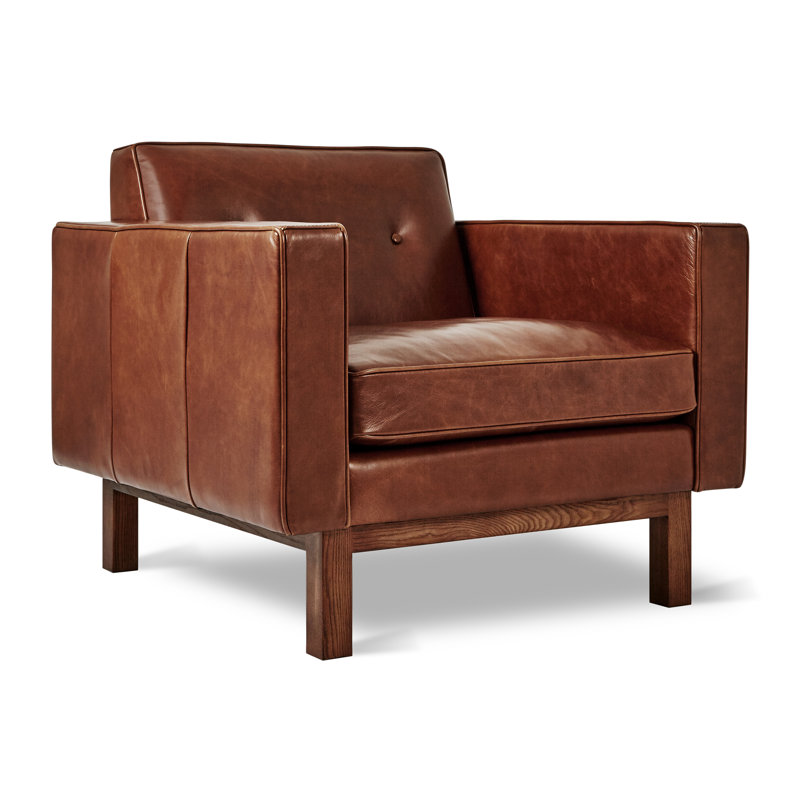 Fauteuil d'ambiance, Cuir à équipement véritable brun