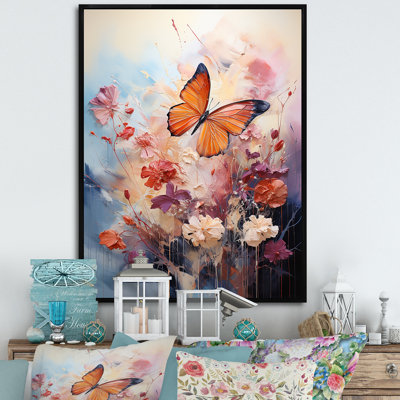 «Butterfly Whimsical Flight Bouquet», reproduction d'art mural papillon