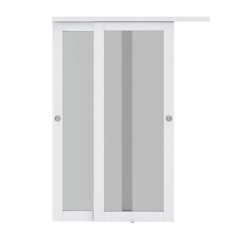 Portes de placard coulissantes en verre trempé givré 1-Lite 60 po x 80 po 1-Lite avec quincaillerie d'installation