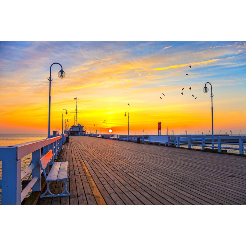 Pier in Sopot 1 Piece Wrapped Canvas Wall Art, 20cm H x 30cm W