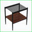 Café moderne en verre trempé gris moderne Table de bout Trio, facile à nettoyer avec rangement en panneau de fibres à densité moyenne, charge de 220 lb pour le salon-121049727-121049729