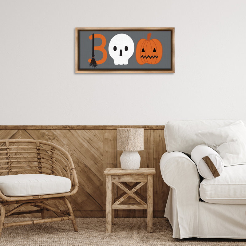 Cadre flottant Boo Halloween, typographie amusante, design par Sazerelli Designs, H 11 po x l 25 po